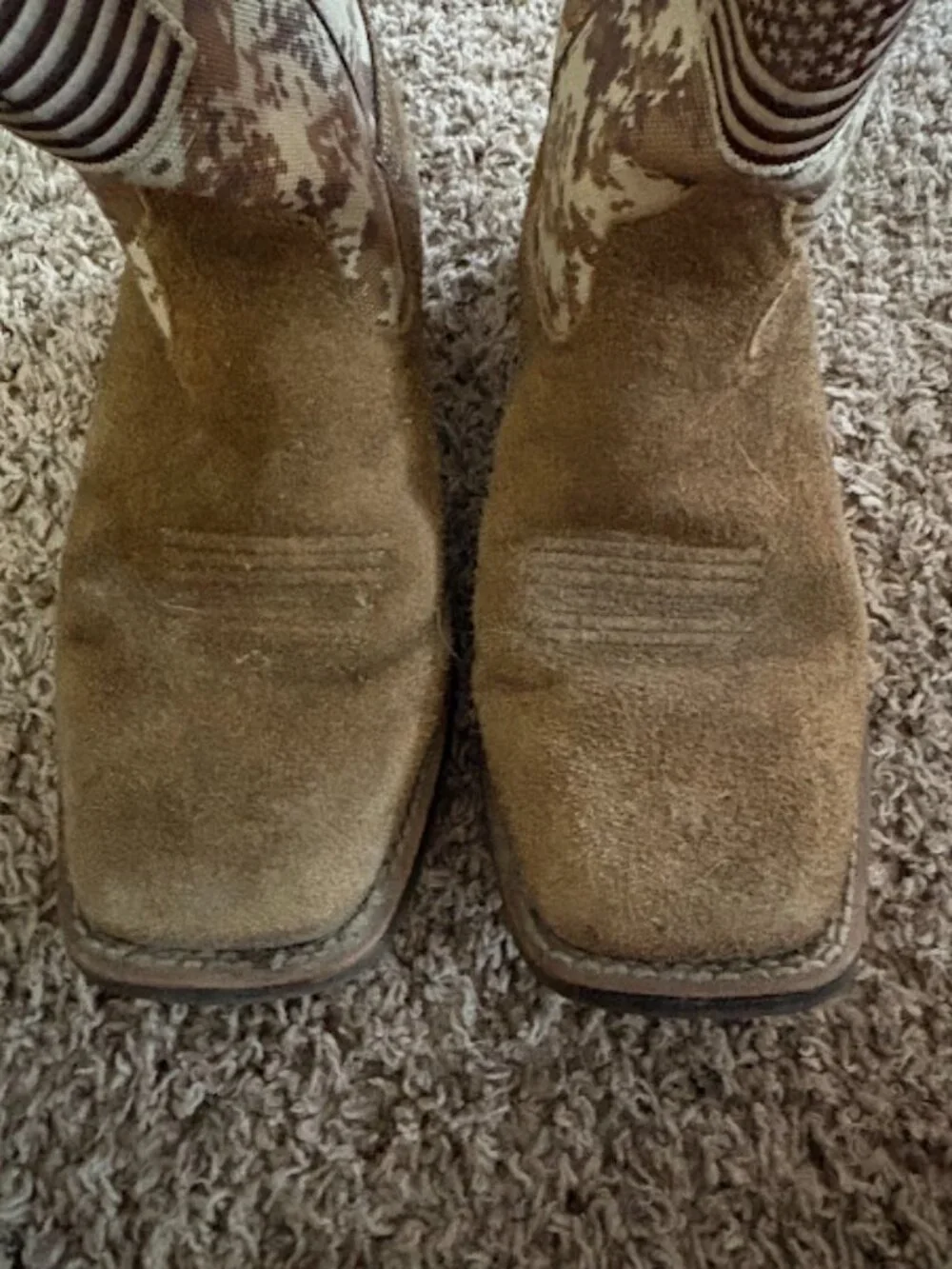 Ariat Kids Patriot Western Boots Camo American Flag Square Toe Size 5 (10019913)